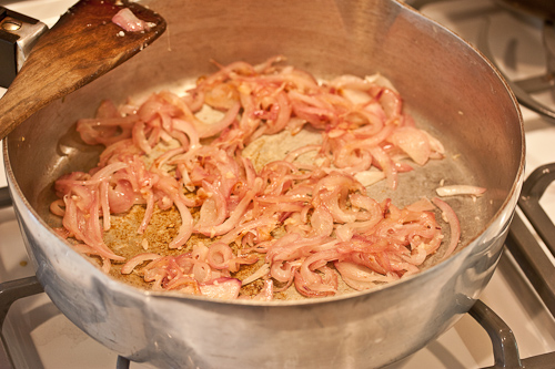 BlackBeans7 Stir the onions around from time to time to keep them from sticking