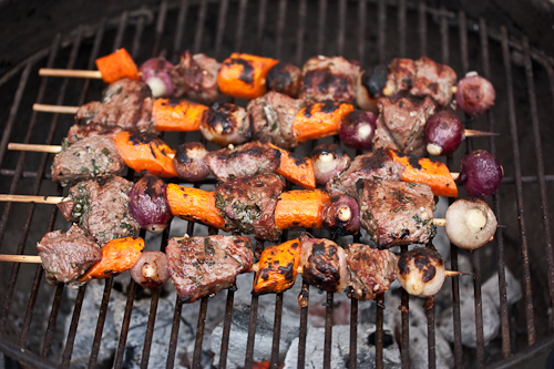 Grilling Lamb The coals are still bright red under the layer of ash -- that's a perfect temp