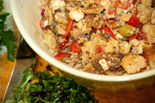 Panzanella Mixture Use a big bowl to make it easy to toss