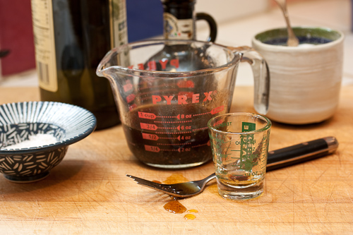 Vinaigrette My mini-whisk, which I love for this task, sang its last song the other day, so I'm using a fork