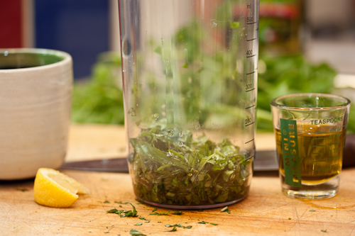 BasilOil The little squeeze of lemon will help keep the basil leaves bright