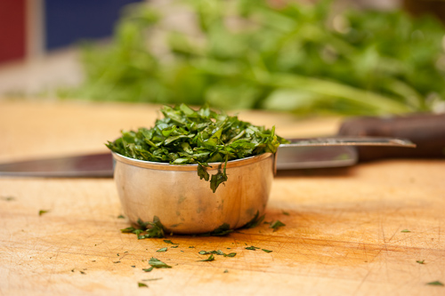 CupBasil You'll end up with a heaping half cup of chopped basil