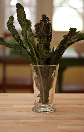 The Tuscan kale works best if you want to cook whole leaves since the spine is very narrow and not too stringy