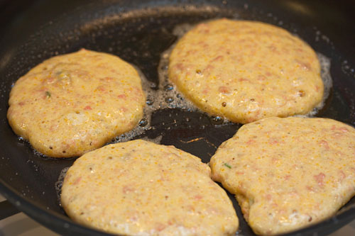 Don't crowd the pan -- it's easier to flip them when they're ready