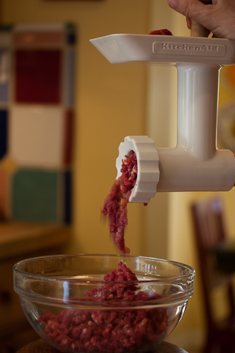 You can grind pounds of beef very quickly with this grinder