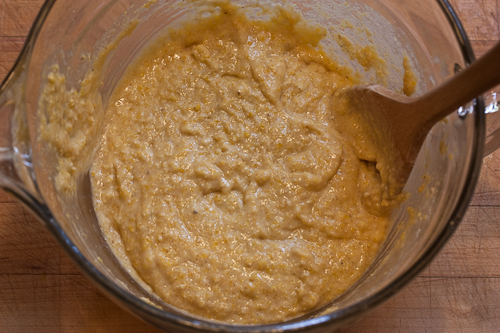 MixIngredients This batter can't be set aside -- the baking powder begins reacting when it gets wet