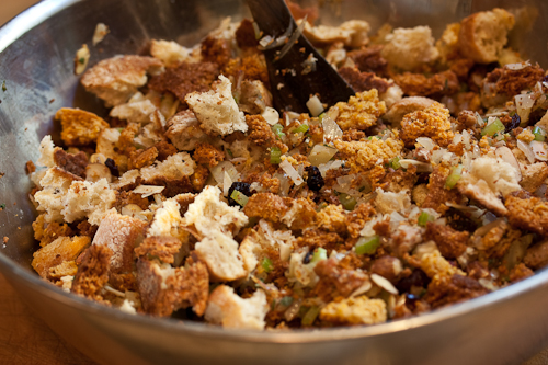 MixStuffing You could really throw any flavors in here that you like -- even green chiles or chestnuts or bacon or proscuitto or feta (you get the idea...)