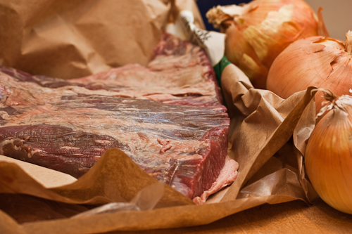 Brisket has a very obvious "grain" along which it will be shredded