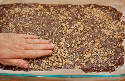 Just a light touch to adhere them to the soft chocolate
