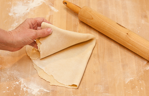 RollCrust5 Gently fold the dough in quarters and place in the pie dish with the "point' in the center of the dish