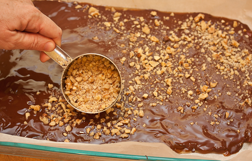 You could use hazelnuts or peanuts on the top