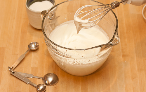 I prefer a very soft and very lightly sweetened whipped cream and it takes only a minute or two to make -- almost the same time it would take to shake the can